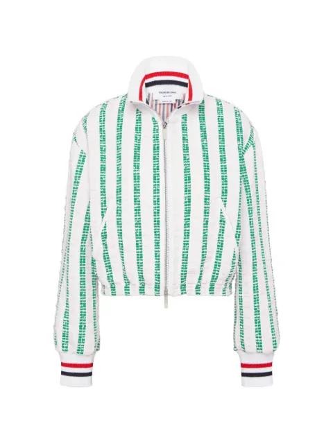 repp stripe tweed blouson jacket by THOM BROWNE