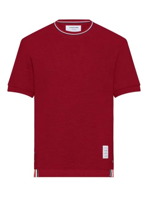 ribbed-cuff striped-detail T-shirt by THOM BROWNE