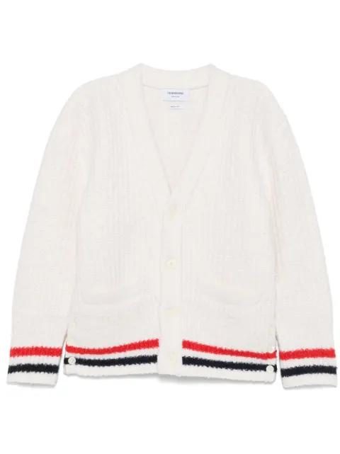 ribbed knit RWB stripe cardigan by THOM BROWNE