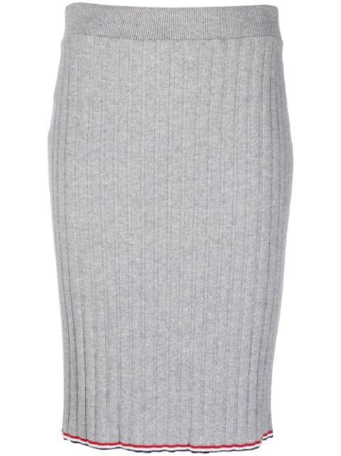 ribbed-knit cashmere pencil skirt by THOM BROWNE