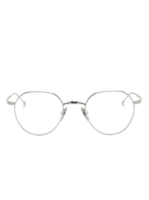 round-frame glasses by THOM BROWNE