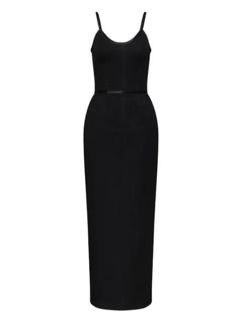 satin-detail tipped maxi dress by THOM BROWNE