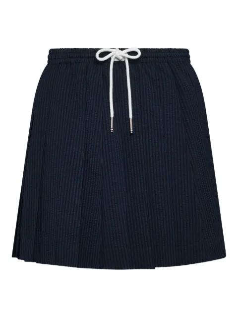 seersucker drawstring pleated mini skirt by THOM BROWNE