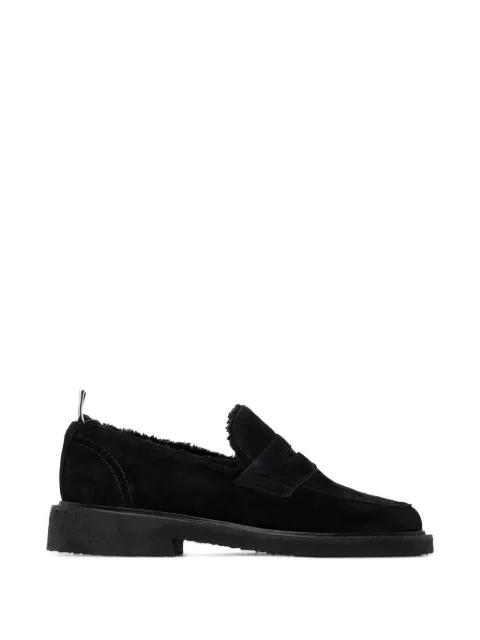 shearling penny loafers by THOM BROWNE
