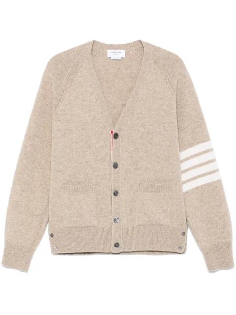 shetland wool 4-Bar relaxed fit V-neck cardigan by THOM BROWNE