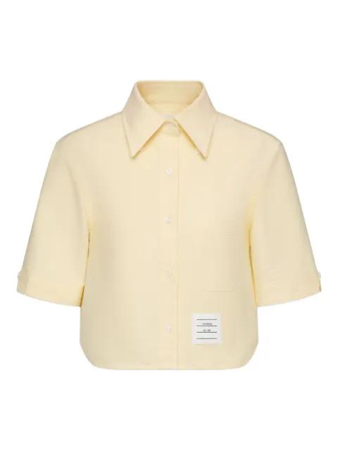 short sleeve cropped oxford shirt by THOM BROWNE