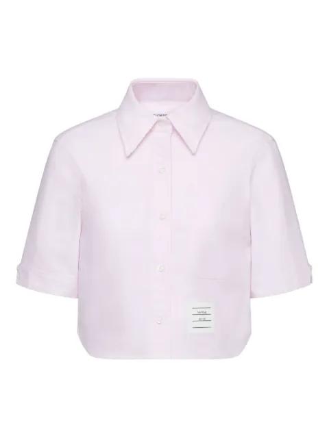 short sleeve cropped oxford shirt by THOM BROWNE