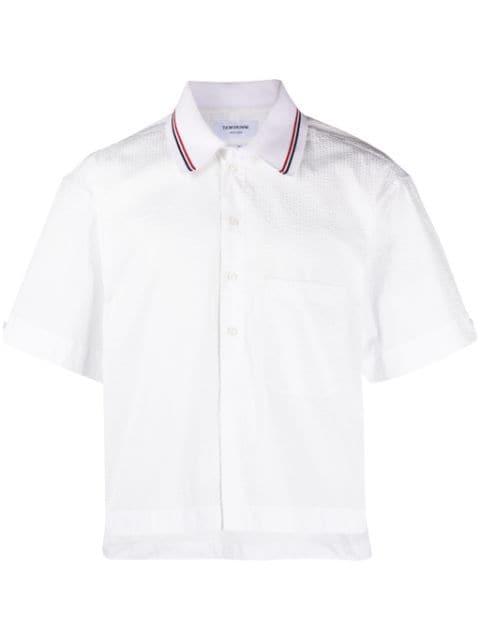 short-sleeve seersucker cotton shirt by THOM BROWNE