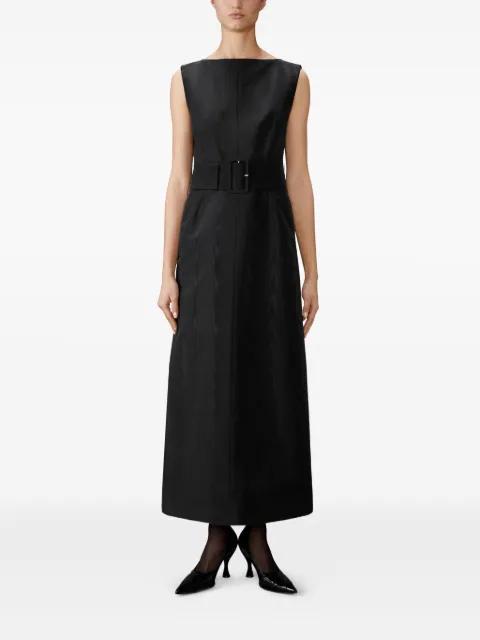 silk moire boat neck column dress by THOM BROWNE