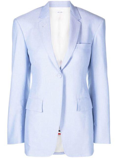 single-breasted cotton blazer by THOM BROWNE
