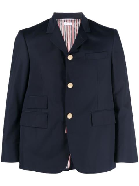 single-breasted cropped-sleeve blazer by THOM BROWNE