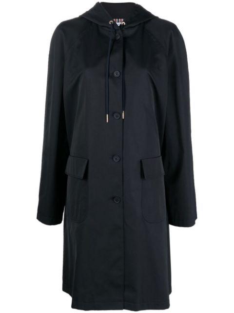 single-breasted hoodied parka by THOM BROWNE