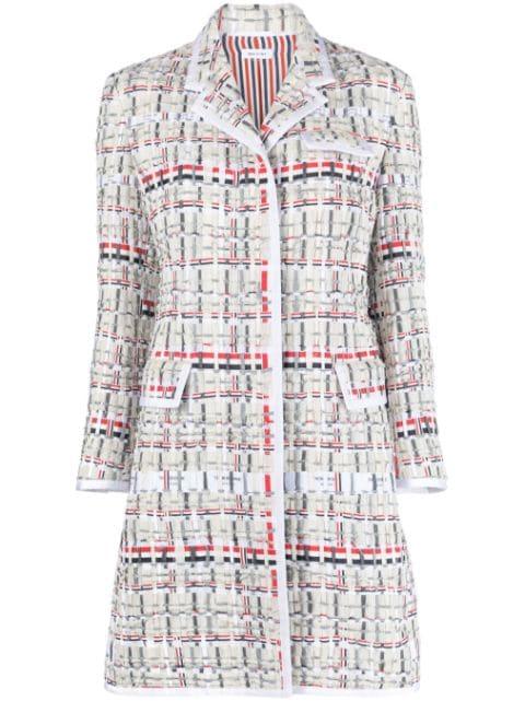 single-breasted tweed coat by THOM BROWNE