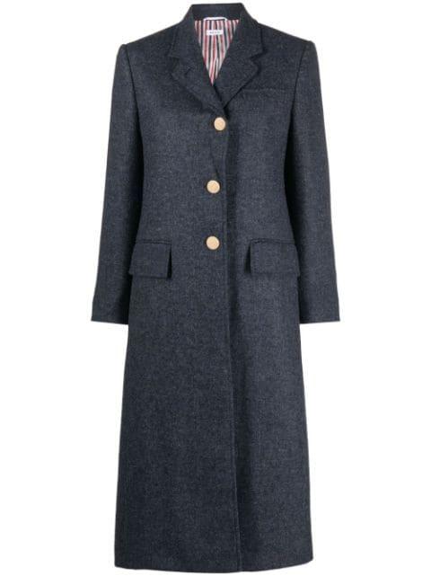 single-breasted wool coat by THOM BROWNE
