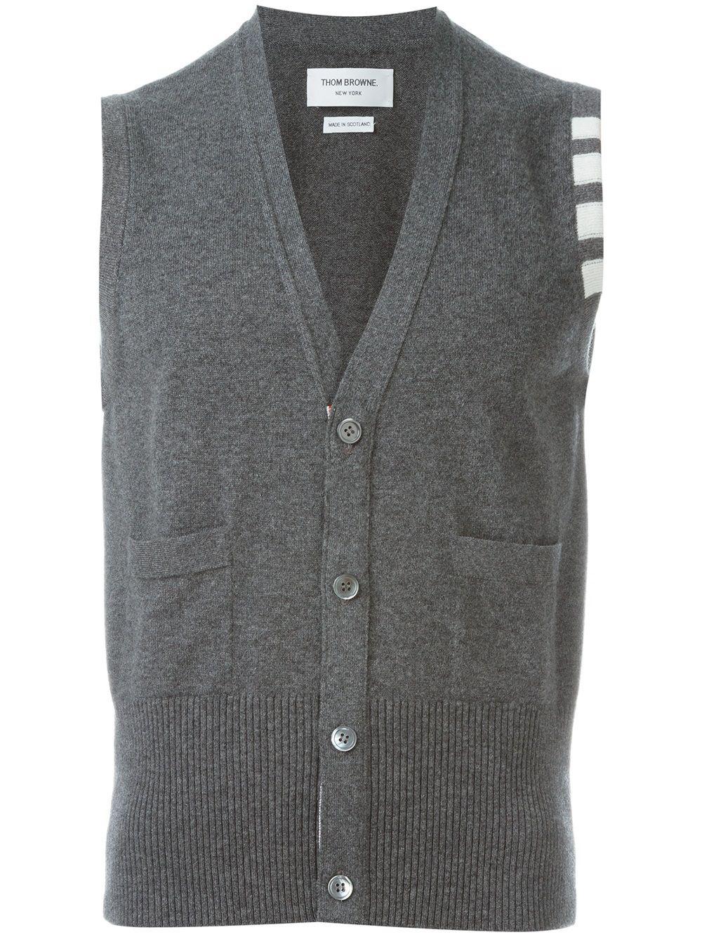 sleeveless buttoned cardigan by THOM BROWNE