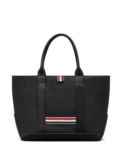 small Tool in soft pebble grain leather tote bag by THOM BROWNE