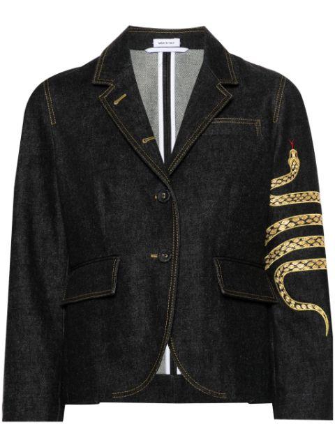 snake-motif denim blazer by THOM BROWNE