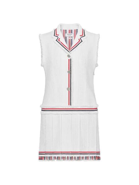 solid tweed pleated sportcoat dress by THOM BROWNE