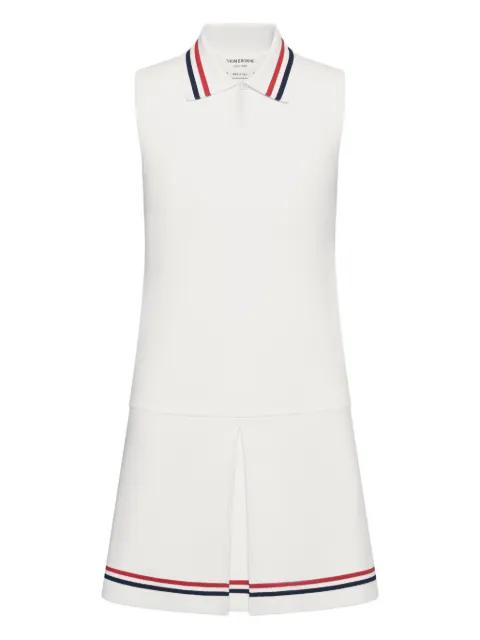 stretch viscose RWB stripe mini tennis dress by THOM BROWNE