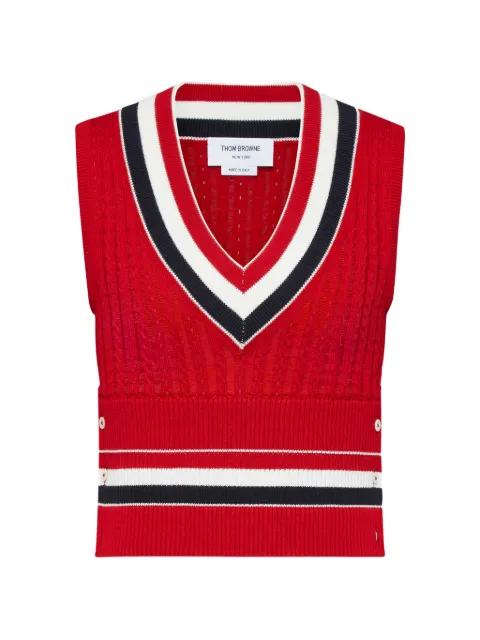 stripe cable vest by THOM BROWNE