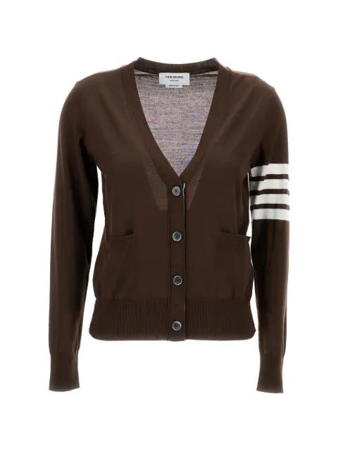 stripe-detail V-neck cardigan by THOM BROWNE