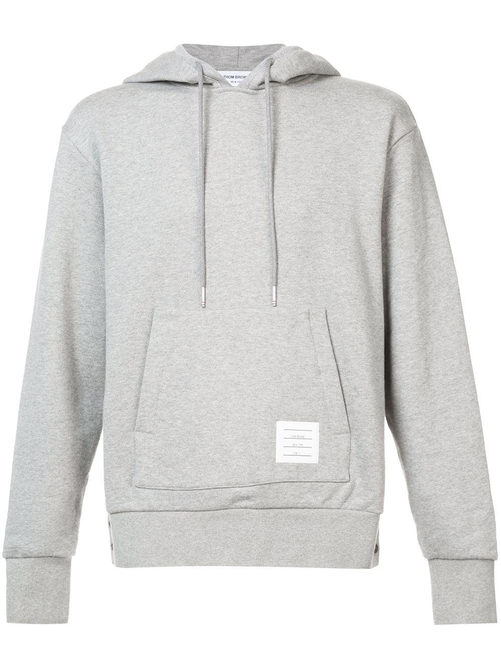 stripe-detail cotton jersey hoodie by THOM BROWNE