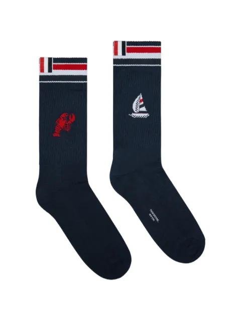 stripe-detail socks by THOM BROWNE