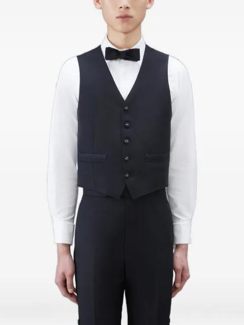 striped-back five-button waistcoat by THOM BROWNE