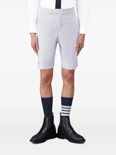 striped back-strap shorts by THOM BROWNE