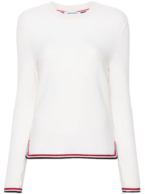 striped-border cashmere jumper by THOM BROWNE