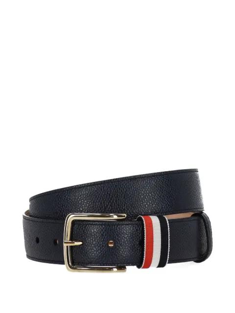 striped buckle belt by THOM BROWNE