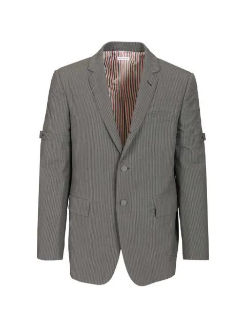 striped buttoned blazer by THOM BROWNE