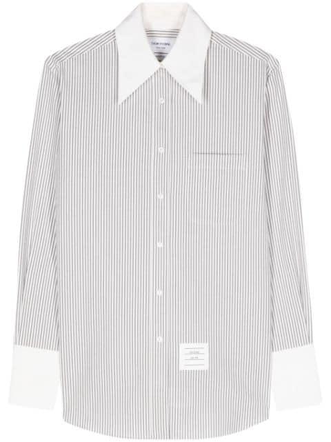 striped cotton shirt by THOM BROWNE
