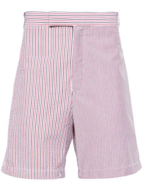 striped cotton shorts by THOM BROWNE
