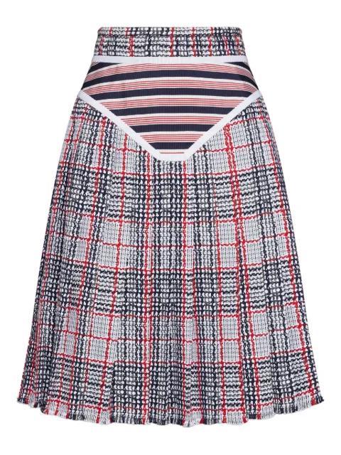striped frayed midi skirt by THOM BROWNE