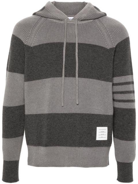 striped knitted hoodie by THOM BROWNE