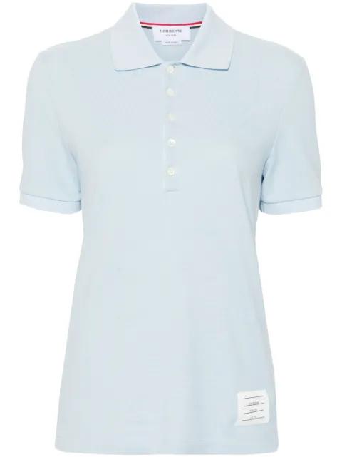 striped logo-patch polo shirt by THOM BROWNE