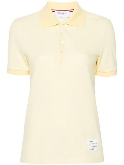 striped logo-patch polo shirt by THOM BROWNE
