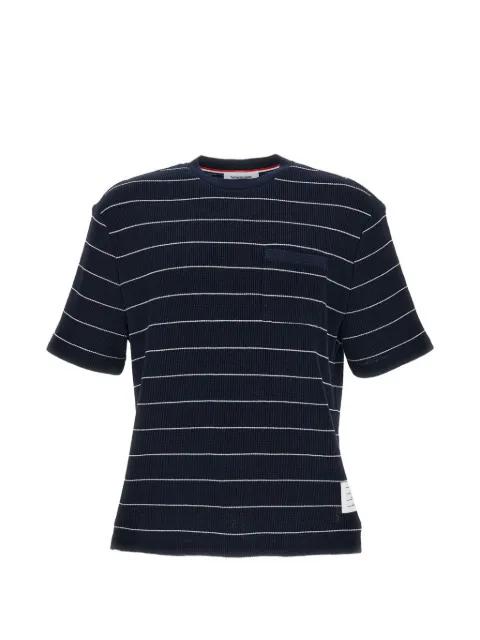 striped-pattern pocket T-shirt by THOM BROWNE