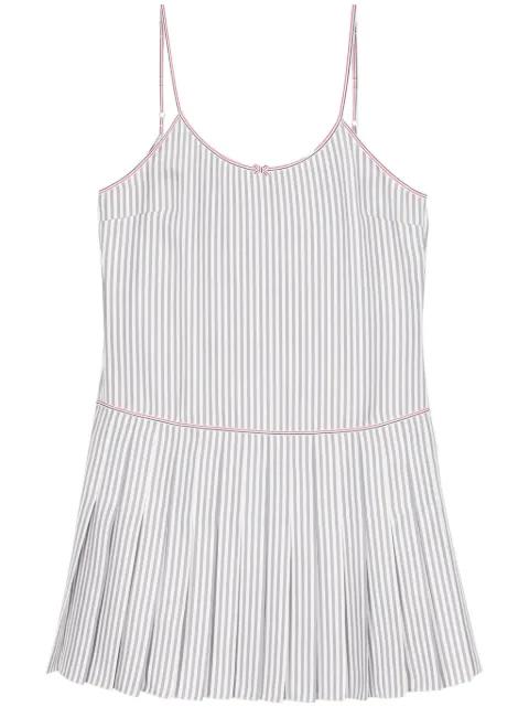 striped pleated minidress by THOM BROWNE