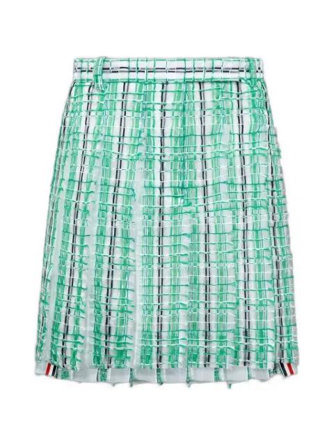 striped pleated skirt by THOM BROWNE