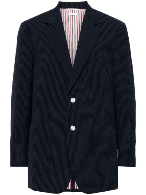 striped seersucker blazer by THOM BROWNE