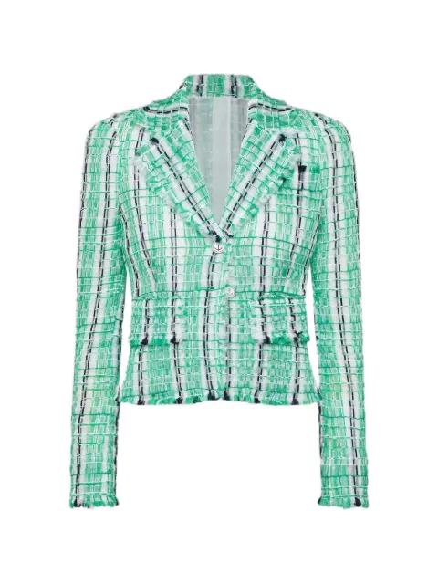 striped sheer tweed jacket by THOM BROWNE
