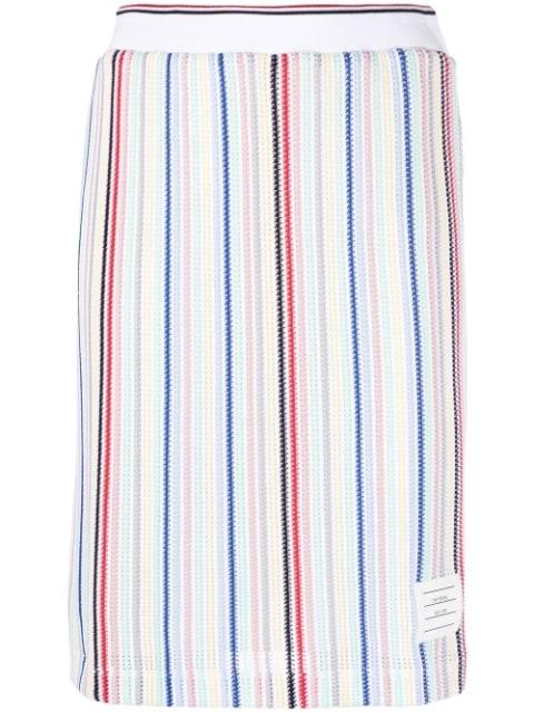 striped straight skirt by THOM BROWNE