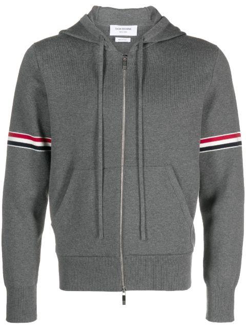 striped zip-up hoodie by THOM BROWNE
