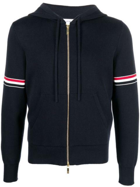 striped zip-up hoodie by THOM BROWNE