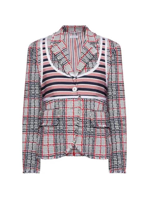 summer tweed trompe l’Œil bikini fray edge sportcoat by THOM BROWNE