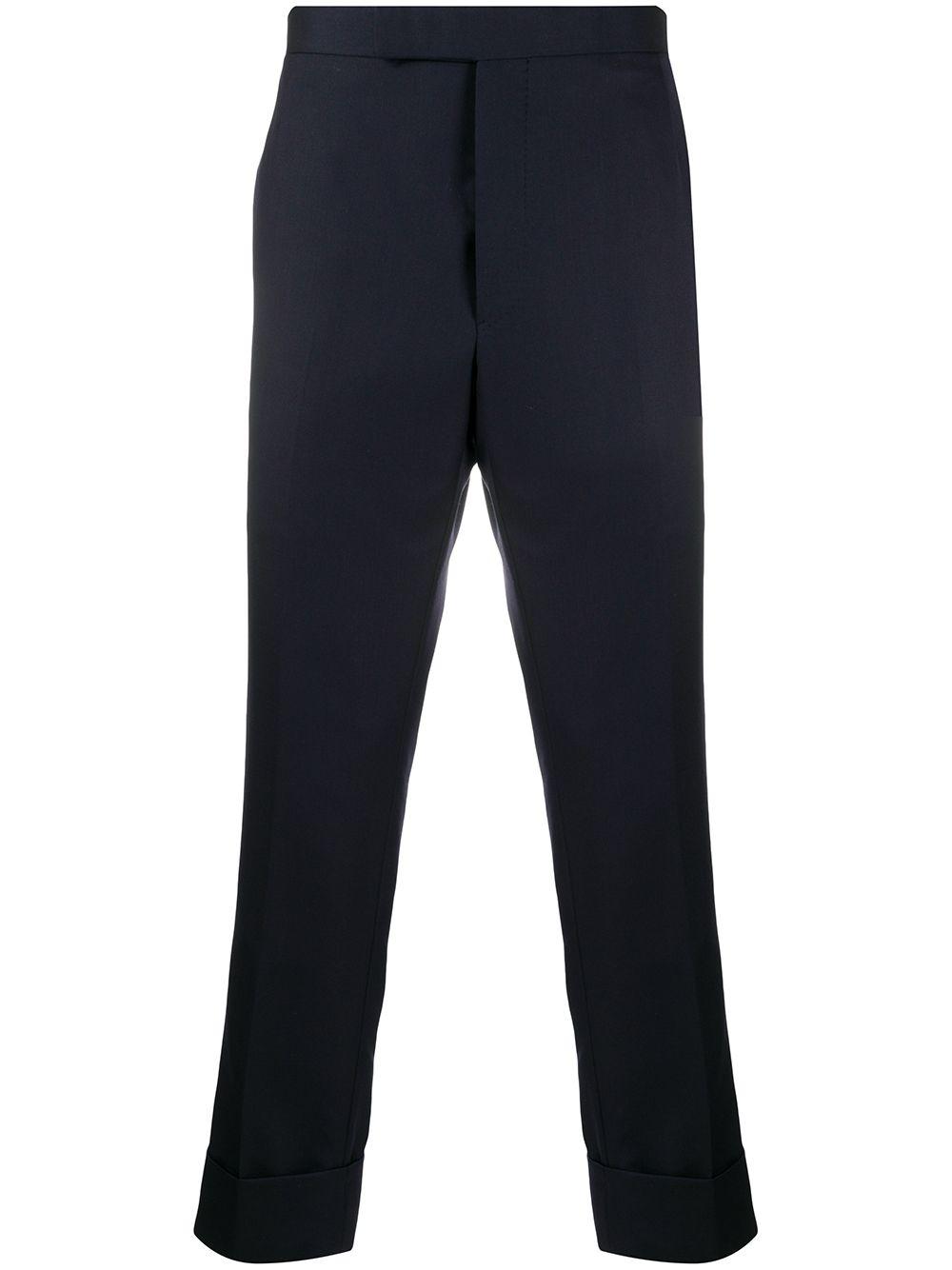 super 120s twill trousers by THOM BROWNE
