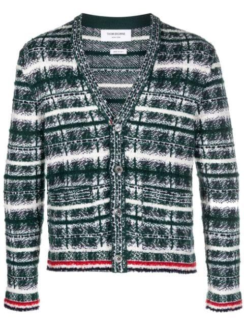 tartan-check-pattern cardigan by THOM BROWNE