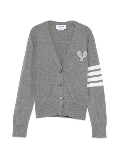 tennis logo cardigan by THOM BROWNE